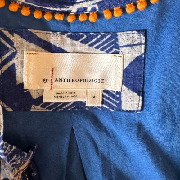 Anthropologie - Diaz Tiered Abstract Maxi Dress Blue White Boho Print Size SP - Picture 10 of 11